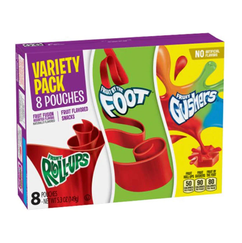 Fruit Roll Ups, Fruit By The Foot & Gushers Variety Pack 8ct (GF)